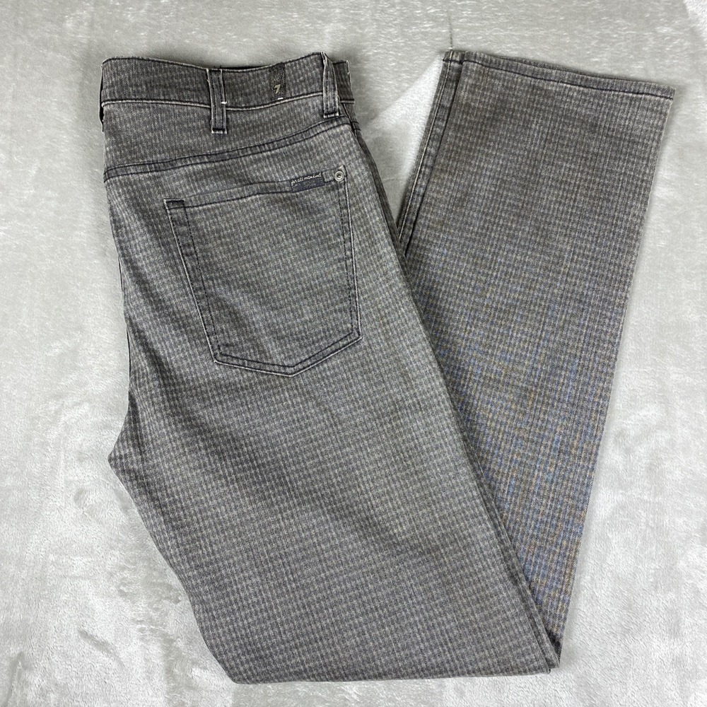 7 For All Mankind Slimy Jeans Mens 38x34 Houndstooth Slim Made USA